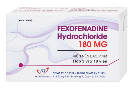 Thuốc Fexofenadine Hydrochloride 180mg An Thiên điều trị viêm mũi dị ứng theo mùa (3 vỉ x 10 viên)